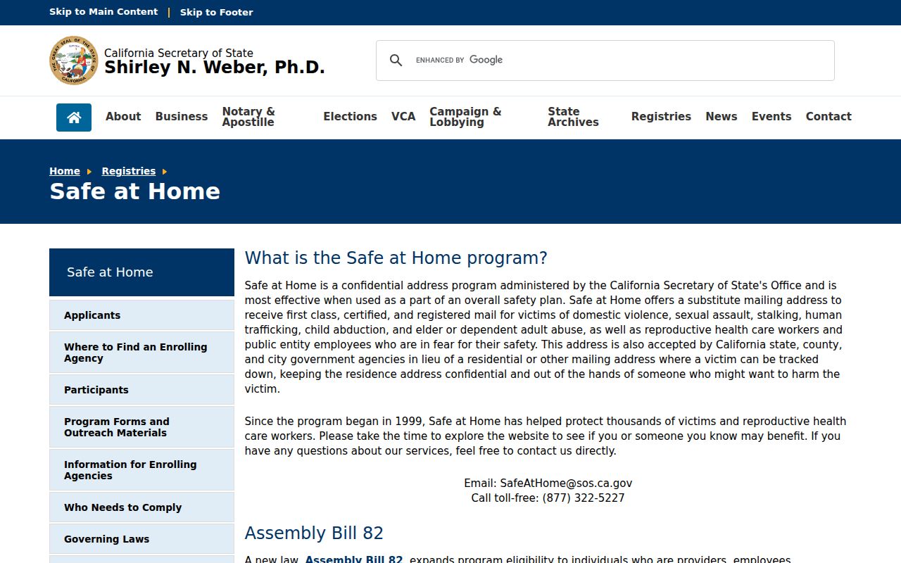 Westminster residents directory California Safe at Home address confidentiality