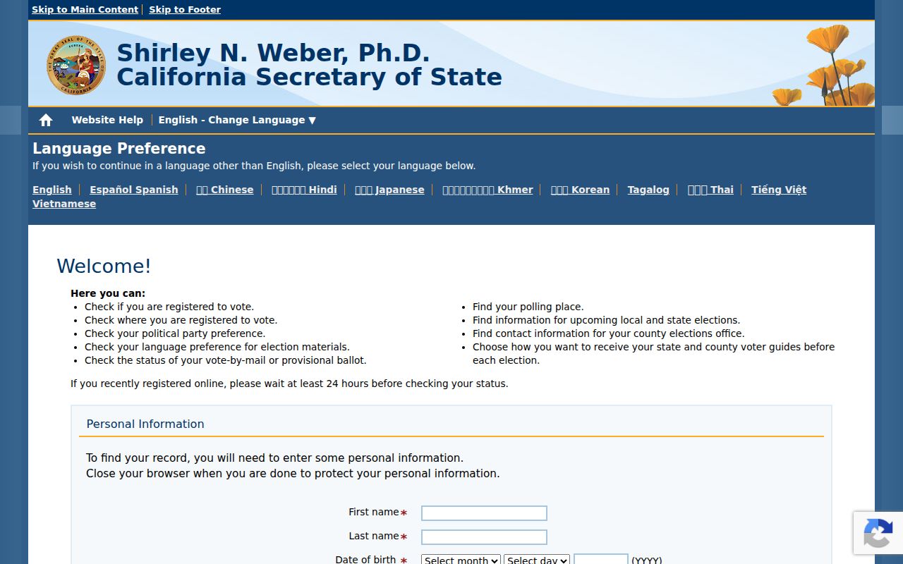 Westminster residents directory California voter status lookup