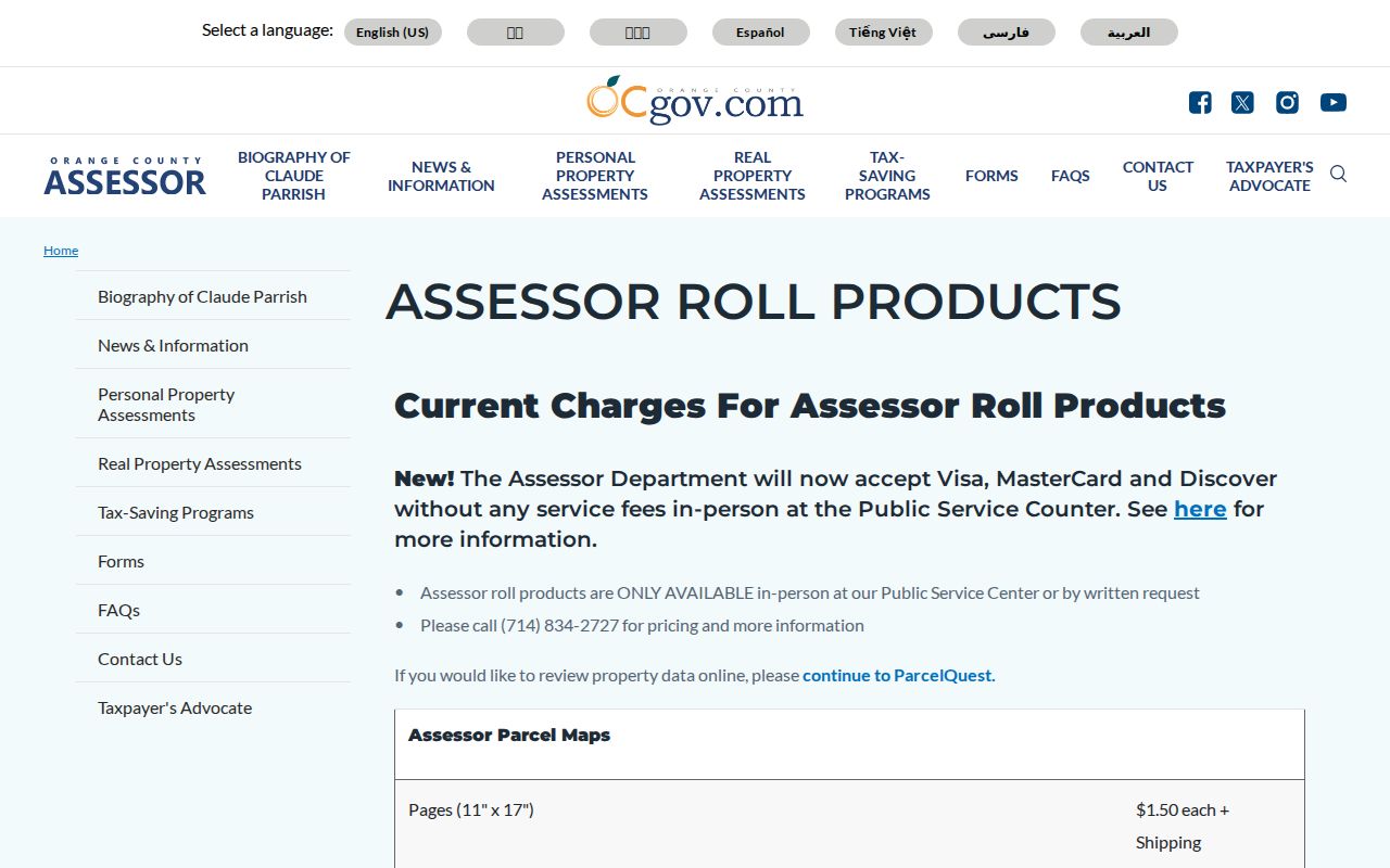 Westminster ZIP Orange County assessor roll products